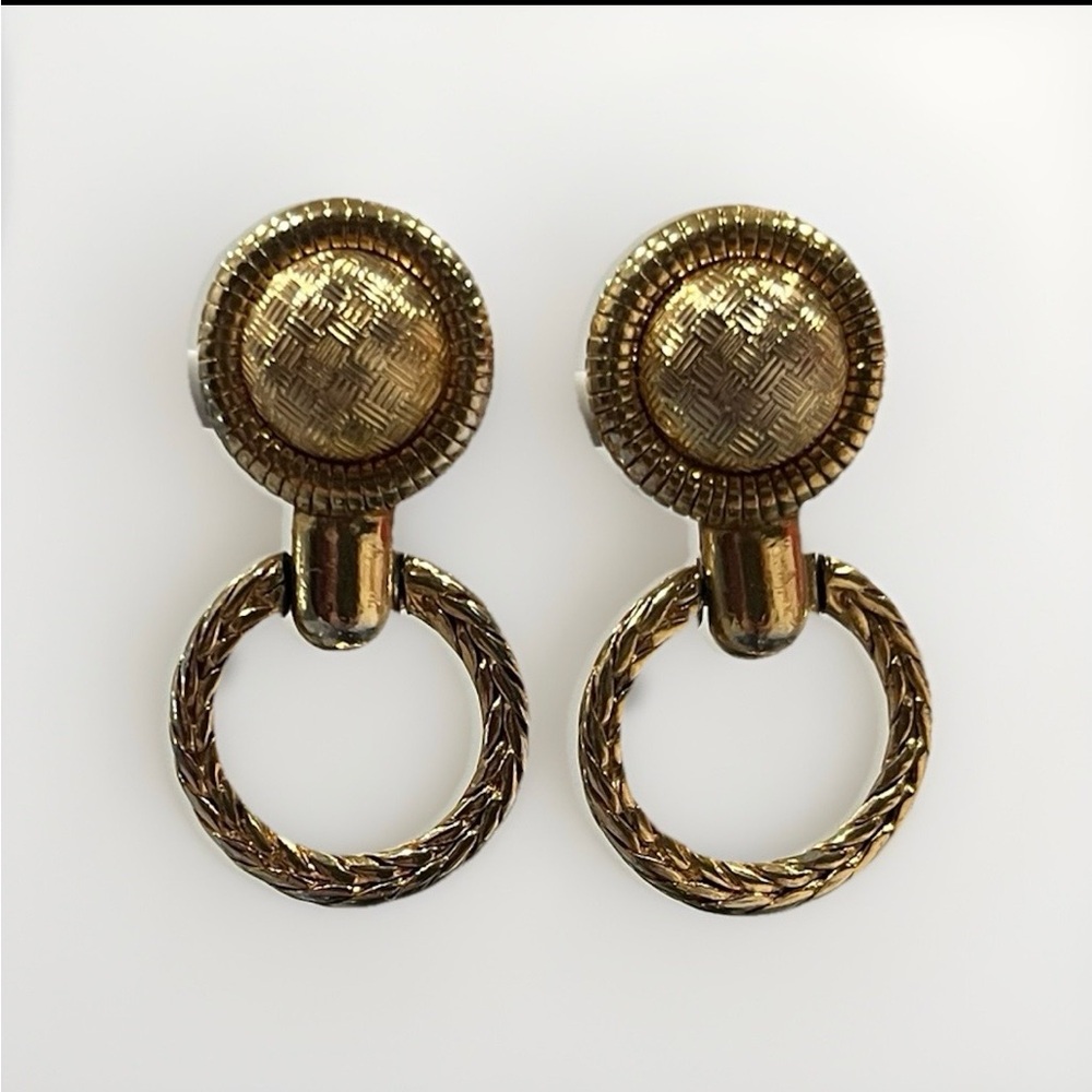 Vintage Monet Gold Hoop Clip-on Earrings